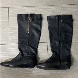 Steve Madden Black Leather Boots (below knee)